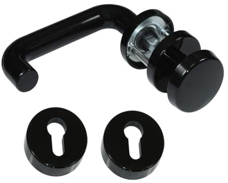 SN-TEC Rosetten Stahltür FH Tür Beschlag für Feuerschutztüren, Drücker oder Knauf, Kunststoff schwarz nach DIN 18273 FS (Wechselgarnitur (einseitig feststehender Knauf))