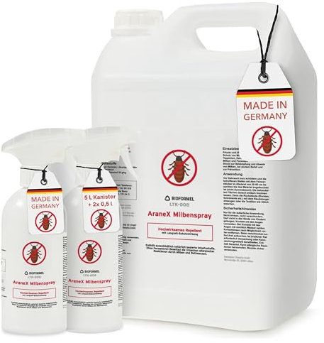 Bioformel LTK-008 Milbenspray & Milbenabwehr mit Langzeitwirkung Bundle 2 x 500ml + 1x 5L - Anti Milben-Bundle für Matratzen, Textilien, Polster & Bett - Bekämpfung von Milben Hausstaubmilben
