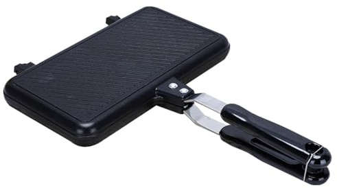 Compact Sandwich Griddle - Non-Stick Double-Sided Sandwich Pan with Heat-Resistant Handle, Hot Sandwich Maker for Home, Camping and Outdoor Use