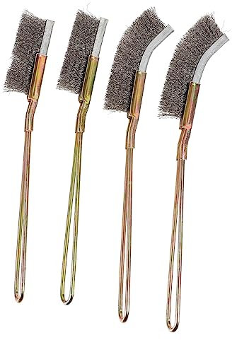 Healeved Brosse à Manche en Acier Inoxydable pour Nettoyage et Élimination Rouille Prise Antidérapante 4pcs pour Décoration Intérieure