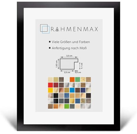 RahmenMax PuzzelMax Puzzlerahmen Bilderrahmen Posterrahmen 36x49 cm Schwarz Hochglanz 49x36 cm mit klarem Kunstglas