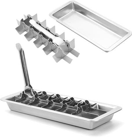 Metal Ice Trays for Freezer - Vintage Ice Maker | Kitchen Ice Maker Tray, Reusable ice-Cube Tray, 18 Slot Stainless Steel Tray Easy Release Detachable for Food Water Cocktails Coffee Drinks