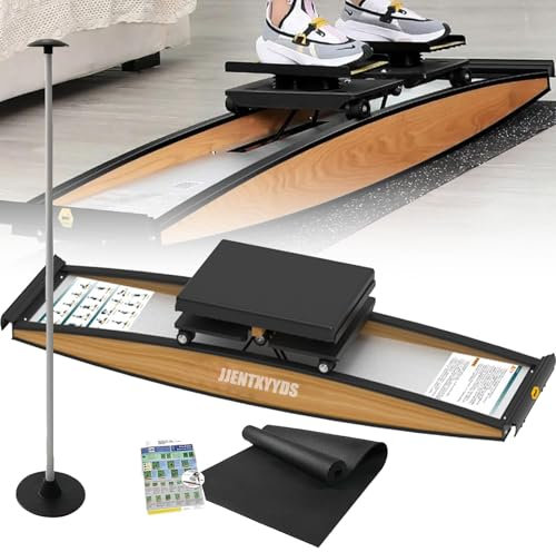 JJENXYYDS Indoor-Skisimulator, 3D-Crosstrainer, Aerobic-Fitnessgerät, Taillentraining, Skisimulator, für Taille, Bauch und Beine, inklusive Skistöcken und Matten