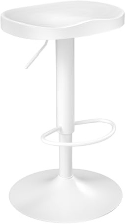 WOLTU Barhocker, Hocker höhenverstellbar, Massivholz, Weiß | Barstuhl mit Sattelsitz Fußstütze, Drehhocker 360°, Industriestil, Küchenhocker Arbeitshocker, für Küche Bar