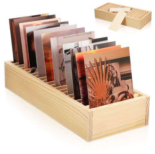 UTHCLO Visitenkartenbox Aus Holz Mit Abnehmbarem Fach Schreibtisch-Organizer Für Visitenkarten Karteikarten Und Kleine Gegenstände Kompakte Aufbewahrungsbox Für Büro Zuhause Und Wohnheim