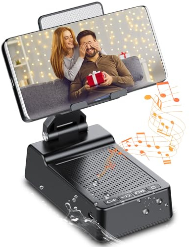 taopodo Foldable Phone Stand with Wireless Bluetooth Speaker and Anti-Slip Base, Birthday Gifts for Men/Women, Gadgets for Anniversary Idea Gift, Stocking Fillers for Beloved
