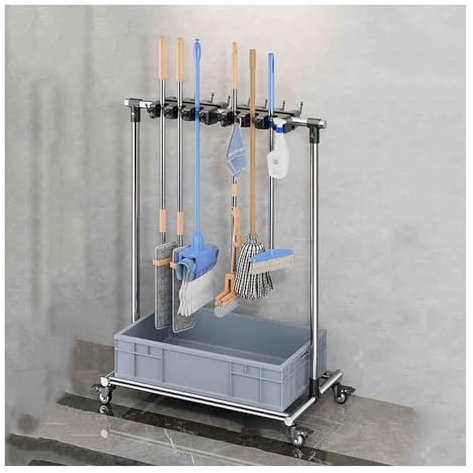 Besenmopp-Organizer – Reinigungswagen mit Rädern für den Haushalt – ideal für Nassmopps und Aufbewahrung in Haus, Garten, Wäsche und Garage