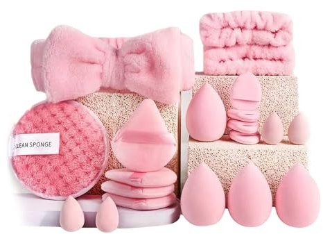 VYNZOR Juego de 20 piezas de esponjas de maquillaje, mezclador de belleza, borla maquillaje, esponjas cara, para líquidos, cremas y polvos, forma triangular