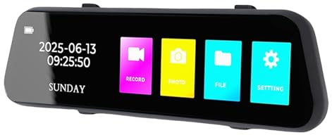 LICAEVEY Cámara Espejo de Vista Trasera de 4k, 9.66 Pulgadas 170 ° Pantalla Táctil de la Pantalla Táctil de la del Tablero Delantera y Trasera Grabación con Leva a