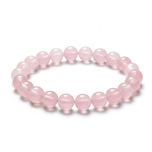The Bead Shop Natural Gemstone Healing Crystal Bracelet 8mm Beads – Chakra Energy Balance Bracelet for Men Women – Meditation, Yoga & Spiritual Jewellery Gift - Rose Quartz