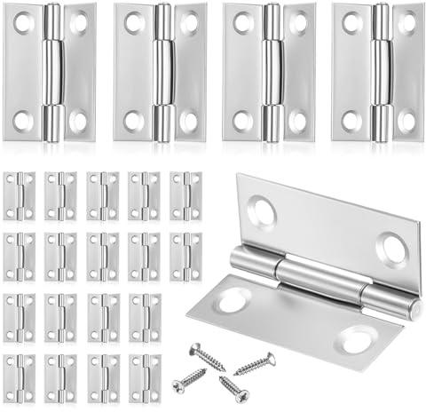 30 Piezas Bisagras de Acero Inoxidable 1,5 Pulgadas con Tornillos - Bisagras para Puertas de Muebles, Armarios y Madera, 38x30x0,8mm