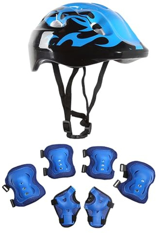Set di protezioni per pattini per bambini, 7 pezzi, attrezzatura protettiva completa per skateboard, gomitiere, ginocchiere e polsi facili da regolare con design traspirante per ciclismo, bici senza