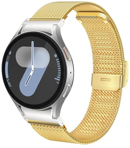 iHoxstrapie Metallarmband kompatibelt med Samsung Galaxy Watch 7, lätt och ventilerande sportarmband i rostfritt stål (guld)