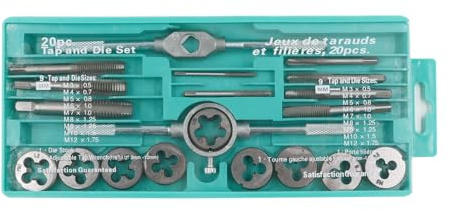 Metric Tap and Die Set M3-M12 Alloy Steel 20-Piece