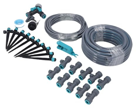 SIXRUN Système D'irrigation Goutte à Goutte, Système D'arrosage Automatique de Jardin de 10m avec Tête D'aspersion Réglable pour Pelouse Jardin Serre