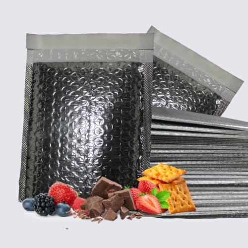 25-Pack IIP Texas Insulated Bubble Mailers, Thermal Radiant Barrier, Waterproof Self-Seal Shipping Bags, Metallic Silver, Multiple Sizes (6 x 7 / 25 Count)