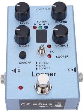 XUMIUZIY Multieffektpedal för Elgitarr, 40s Looper Reverb Chorus Delay med Inbyggd Tuner