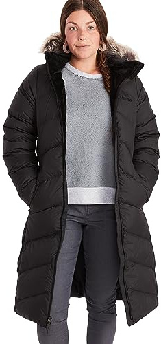 Marmot Wm's Montreaux Coat, Lätt dunjacka, 700 Fill-Power, Varm parkasjacka snygg vinterrock, vattenavvisande, vindtät, För kvinnor, Black, XL