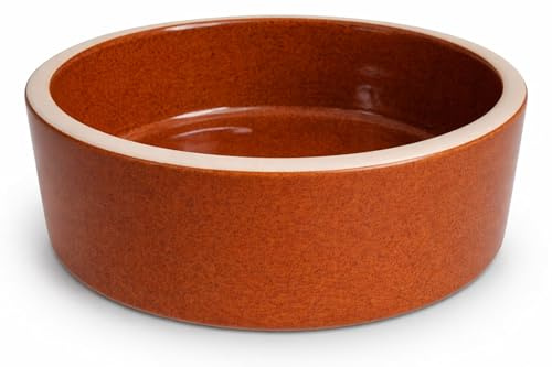 500 ml Futternapf Futterschale Futtertrog Ø:15 cm Höhe: 5cm Napf für Haustiere Hamster Kaninchen Hase Nagetiere Kleintiere Hund Katze aus hochwertiger, robuster, dickwandiger Steinzeug Keramik braun