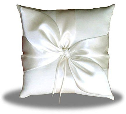 SACASUSA Ivory Satin Bow Wedding Ring Pillow Bearer