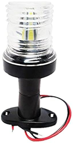 Pactrade Marine 12V Marine Boat Yacht Pontoon Navigation Anchor Light 360 Degrees All Around Nature White LED Splashproof Black Housing USCG Certified Approved (Fixed Base (H=5.5))