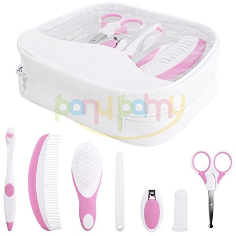 Baby-Gesundheits- und Pflegeset, BPA-frei, ungiftig, ergonomisch, vielseitiges Kinderzimmer-Set, perfektes Duschgeschenk, 7-teilig, Rosa