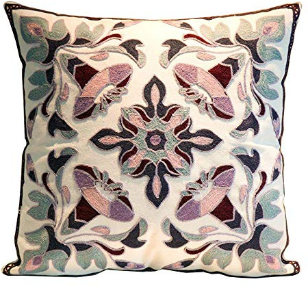 ZUODU Bohemian Embroidery Cushion Cover 45 x 45 Cm 18 x 18 Inches Jacquard Decorative Throw Purple Pillow Cover Cushion Case Pillow Case #1