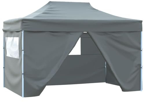 vidaXL Tente Pliable 4 Parois Latérales 3x4,5 m Anthracite Tonelle Pavillon