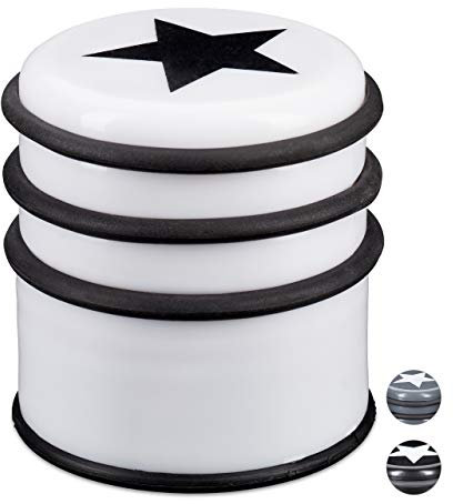 Relaxdays Türstopper für den Boden, Türpuffer für Fenster & schwere Türen, Türhalter mit Stern-Motiv, 8 cm hoch, weiß