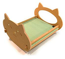 Cama para gato y perro. Balancín con estructura DM y cama de tejido verde. Fácil de desmontar. Desmontable