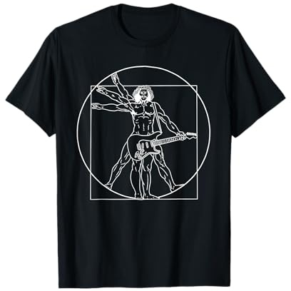 Camicia Chitarra da Vinci Vitruviano Uomo Chitarrista Musicisti Maglietta