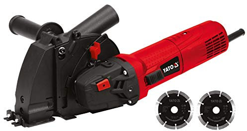 YATO Rainureuse murale professionnelle - Puissance : 1700 W - 10500 tr/min - Avec 2 disques à tronçonner diamantés de 125 mm de diamètre - Constructio