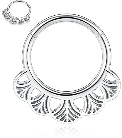 hengkaixuan 16G Septum Clicker Ring 316L Daith Ohrringe Rook Piercing Conch Jewe;ry Nasenring Hoop Higned Segment Seamless Clicker Ring Knorpel Tragus Helix Piercing Schmuck Kleine Creolen
