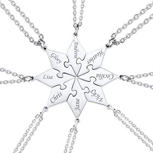 U7 Herz Puzzle Halskette 2/3/4/5/6 Stücke Puzzleteile Anhänger mit 40+5cm Rolokette personalisiert BFF Collier Edelstahl/18k vergoldet Familien Freundschaft Modeschmuck Accessoire