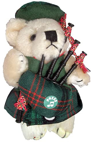 I LUV LTD Musikfigur Teddybär, Schottisches Geschenk für Ross Tartan Clan, Hergestellt in Schottland
