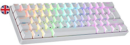 Ranked N60 Nova 60% | Hot Swappable Mechanical Gaming Keyboard | 62 Keys Multi Color RGB LED Backlit for PC/Mac Gamer | ISO UK Layout (White, Gateron Yellow)