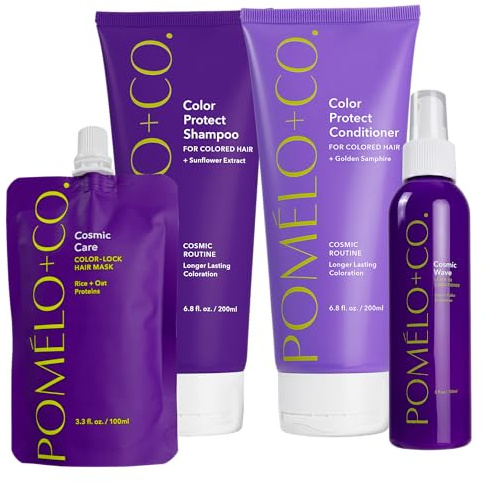 Pomélo+Co. Cosmic Line Haarmaske Shampoo und Spülung - 99,8% natürlich | Haarpflege Set für trockenes Haar mit Conditioner und Haarspülung - Pflegeset mit natürlichen Wirkstoffen