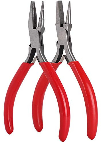 Cyrank Lot de 2 Pinces à Bec effilé pour la Fabrication de Bijoux, Pinces concaves et Rondes, Nez Creux/Rond, Pinces à Bec effilé, Pinces Artisanales pour projets de Bricolage Faits à la Main.