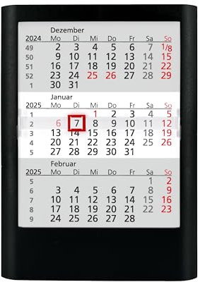 Truento 3-Monats-Tischkalender Standard für 2 Jahre (2025 & 2026) - Kunststoff - schwarz