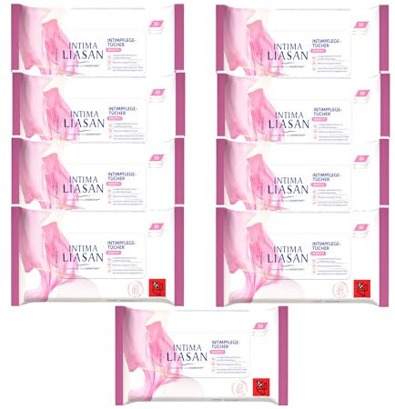 Intima Liasan by Sagrotan Intimpflege-Tücher Sensitive – Reinigende Feuchttücher für die tägliche Intim-Hygiene – Seifenfrei, Alkoholfrei und 100% biologisch abbaubar – 9 x 30 Stück