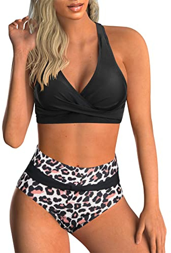 Adigaber Donna Costume da Bagno Push Up Imbottito Reggiseno Bikini Donna Due Pezzi Stampa Floreale Bikini Regolabile Costume da Bagno