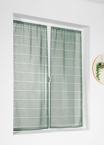 LINDER Paire de vitrages CORDELETTE Vert Eucalyptus en 70x160cm