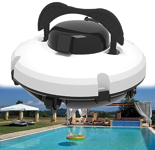 RayGenius Limpiafondos InaláMbrico Inteligente, Robot Limpiafondos Trepamuros, para Piscinas Enterradas Y Elevadas, Aspirador De Piscinas Totalmente AutomáTico, Blanco
