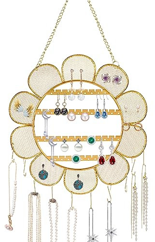 Zayookey Hängende Ohrring Organizer Wall Mounted Earring Holder Blume Schmuckständer Wand Hängende Ohrringhalter Metal schmuckhalter für Ohrstecker Halsketten Armband