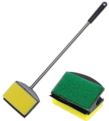 Kopida 15 Inch Aquarium Fish Tank Algae Scraper Double Sided Sponge Brush and Cleaner, 2 Pack High Density Cleaner with Long Handle Fish Tank Scrubber for Glass Aquariums and Home Kitchen