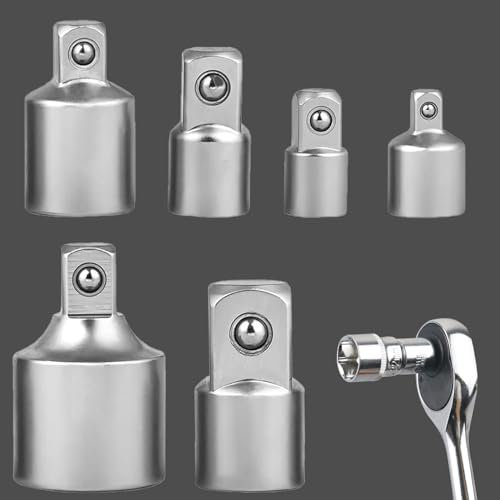 Stecknuss Adapter,6 Stück Adapter Satz,Stecknussadapter Set,Stecknuss-Adapter 1/4 auf 3/8,3/8 auf 1/4,3/8 auf 1/4,1/4 auf 3/8,1/2 auf 1/4,1/4 auf 1/2 für Nuss,Knarren,Steckschlüsseln