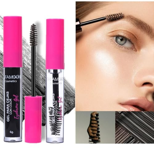 KARLOR Lot de 2 gels à sourcils - Couleur et incolore - Gel fixateur transparent - Avec applicateur - Séchage rapide - Imperméable - Durable - 03#Noir
