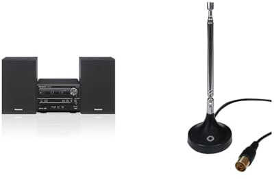 Panasonic SC-PM254EG-K Micro- mit HiFi-System (Bluetooth, DAB+, CD, UKW, 20 W RMS) schwarz & Oehlbach Radio Rod DAB+ Antenne | Radio Antenne für den Empfang von DAB+ und FM/UKW