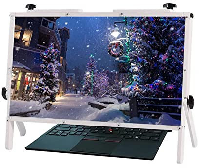 Computer Laptop Screen Magnifier Amplifier, Desktop Screen Magnifying Glass, Portable Angle Free Adjustment, Desktop Physical Magnifying Glass Stand, White (A)