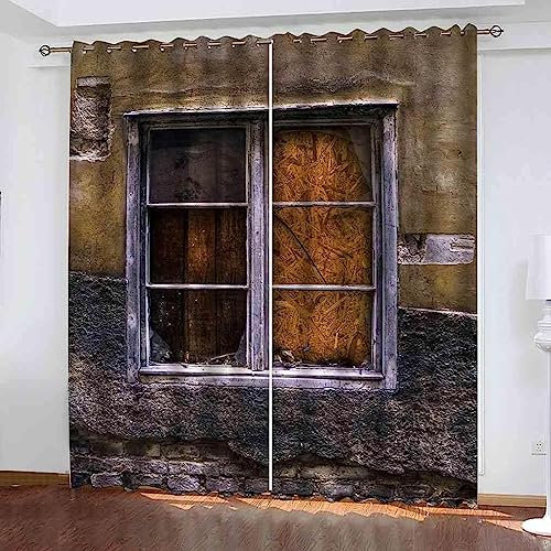 Kinder Verdunkelungsvorhänge Retro-Fenster 3D Polyester Ösen Vorhang, Für Wohnzimmer Schlafzimmer Blickdicht Schallschutzvorhänge 2Er Set - Jungen Und Mädchen 3D Gedruckte Vorhänge-4M3N4X4W5Y9